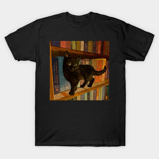 Little Library Cat T-Shirt by Catwheezie